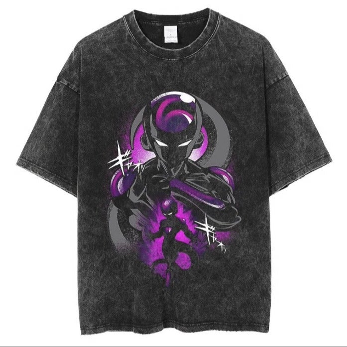 Vintage Washed Dragon Ball Goku Print Cotton Tee WTX04 Black