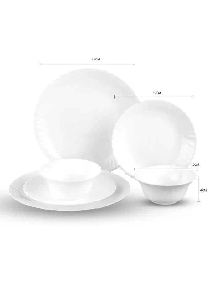 Cuisine Art Cuisine Art Opalware Dining Collection Dinnerware- Exquisite White 12-Piece Dinner Set | 10'' Dinner Plate x 4pcs| 7.5'' Dessert Plate x 4pcs |5'' Bowl X 4pcs