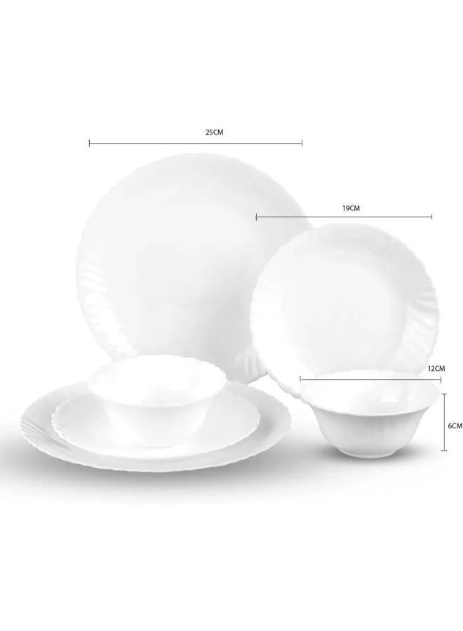 Cuisine Art مجموعة أدوات المائدة Opalware Dining Collection - طقم عشاء أبيض رائع مكون من 15 قطعة  - Image 3