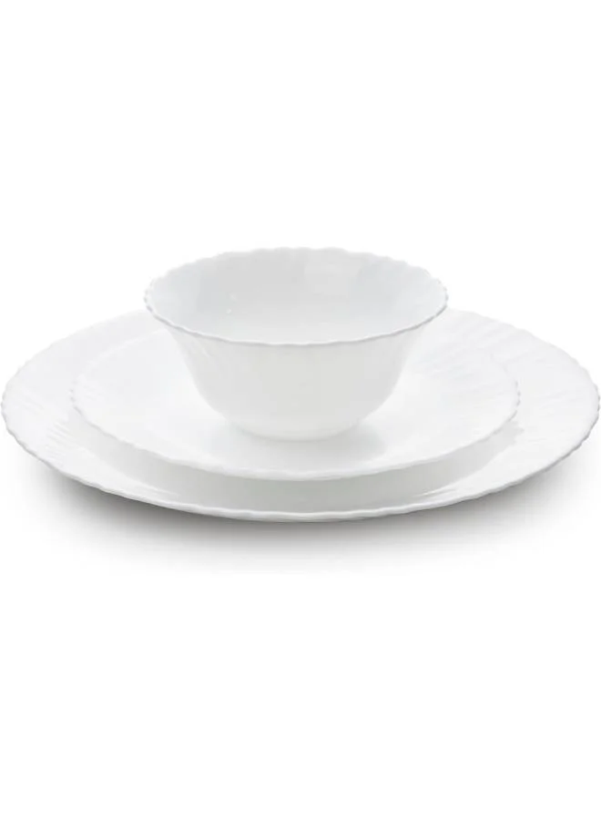 Cuisine Art Cuisine Art Opalware Dining Collection Dinnerware- Exquisite White 12-Piece Dinner Set | 10'' Dinner Plate x 4pcs| 7.5'' Dessert Plate x 4pcs |5'' Bowl X 4pcs