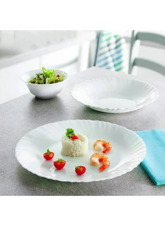 Cuisine Art Cuisine Art Opalware Dining Collection Dinnerware- Exquisite White 12-Piece Dinner Set | 10'' Dinner Plate x 4pcs| 7.5'' Dessert Plate x 4pcs |5'' Bowl X 4pcs