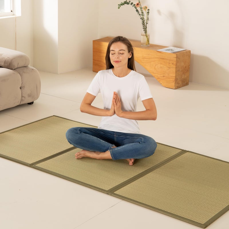 MustMat Tatami Mat Twin XL Japanese Floor Mattress Foldable Bed Mattress Rush GrassTwin_xl39x82