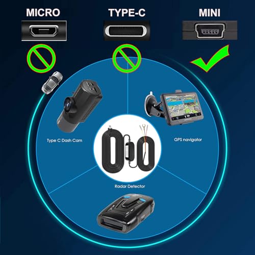 Gebildet Dash Cam Hardwire Kit, Car Dash Camera Mini Charger Hard Wire Kit for Dashcam DC 12-24V to 5V/2.5A Low Voltage Protection 24h Parking Surveillance with Fuse Tap - Image 2