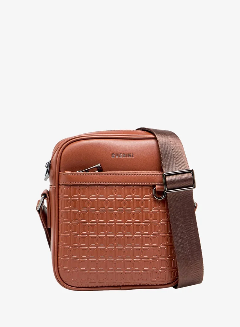 DUCHINI Men Monogram Textured Crossbody Bag
