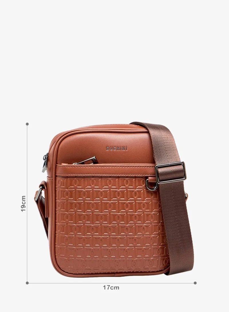 DUCHINI Men Monogram Textured Crossbody Bag