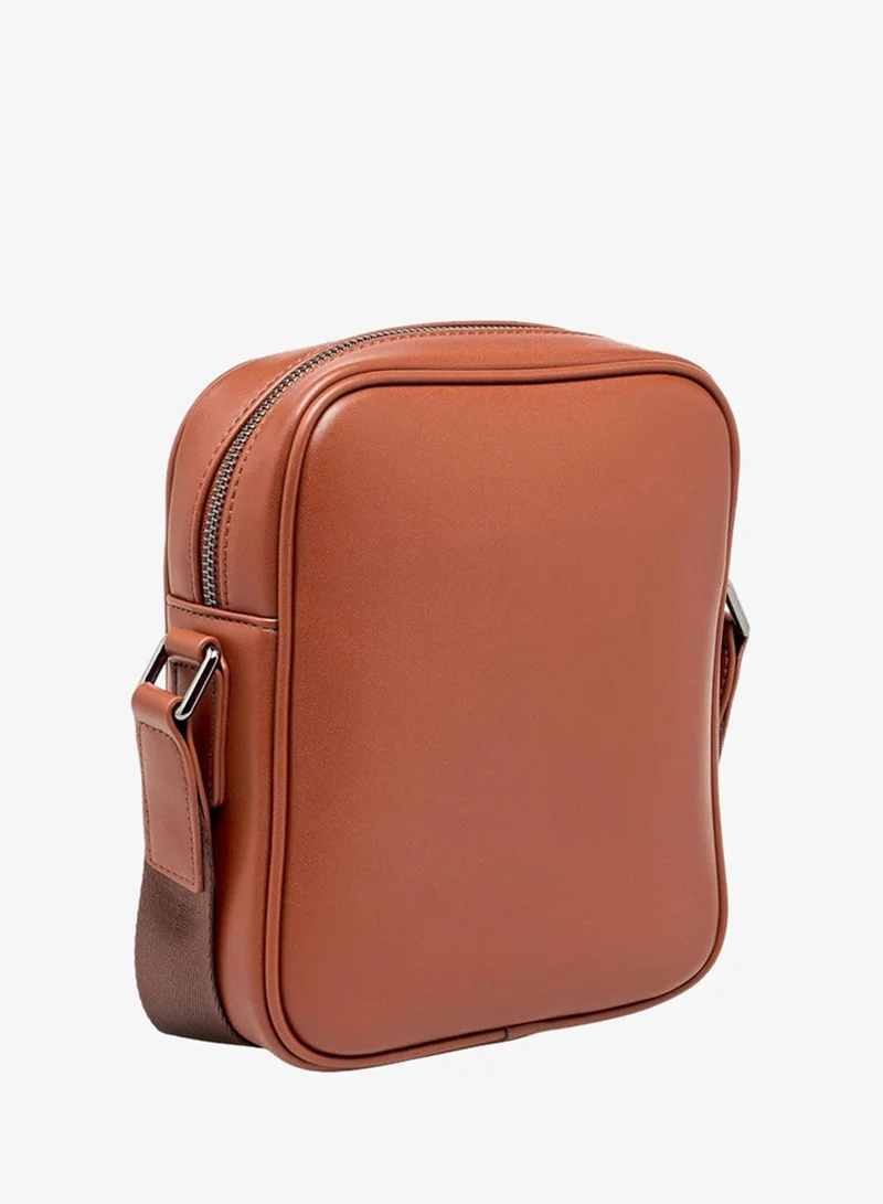 Duchini TAN Men Monogram Textured Crossbody Bag for Men | Best Price UAE