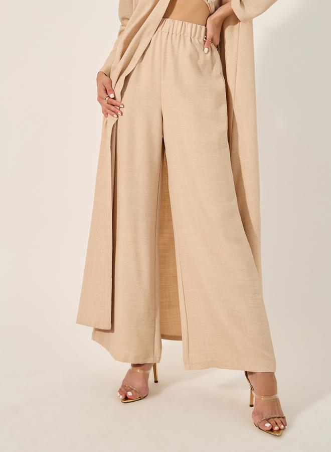 Styli Collared Lace Detail Buttoned Maxi Shirt and Trousers Set - Image 5