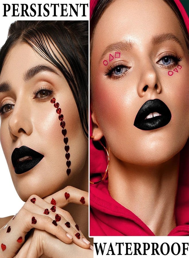 Fusang 2 PCS Black Matte Liquid Lipstick and Lip Liner Set,Waterproof Velvet Dark Lip Gloss Stain Long Lasting Black Lip Liner and Lipstick Set for Halloween Cosplay Goth Lip Makeup - Image 5