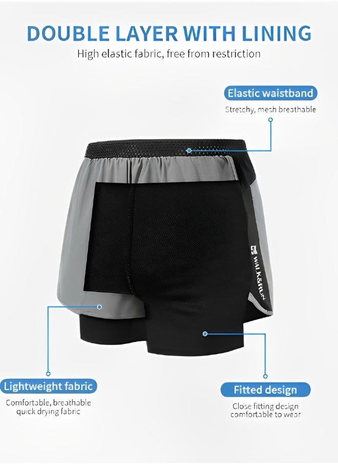 GROIC Men’s 2 in 1 Running Shorts Quick Dry Gym Athletic Workout Shorts Basketball soccer ball  Sports Shorts swim trunks  - Image 3