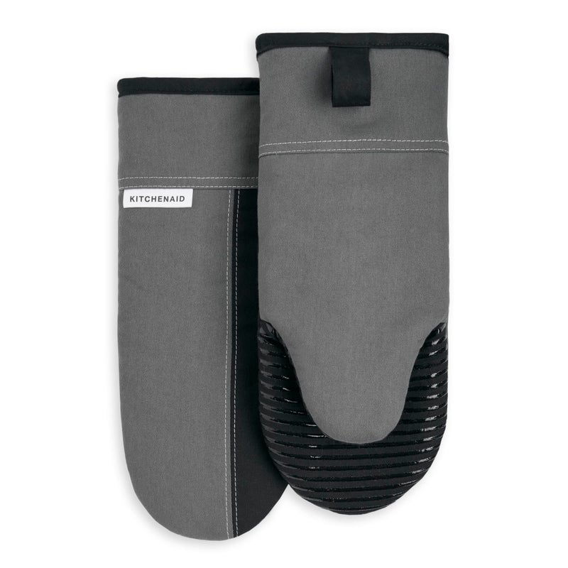 KitchenAid Beacon Two-Tone Non-Slip Oven Mitt Set  Contour Silver/Onyx Black  5.75""x13""  2 Piece - Image 1