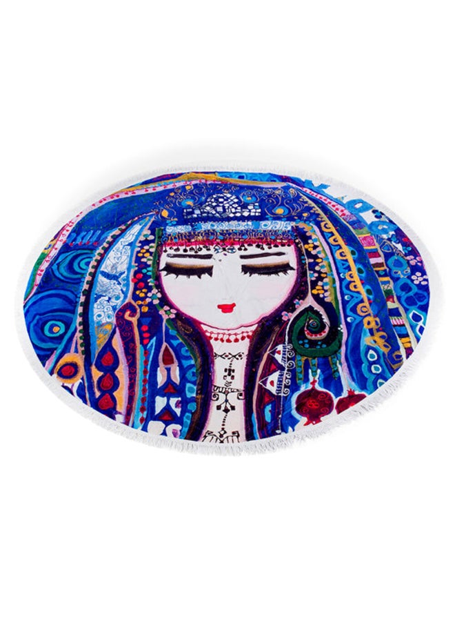 Biggdesign Traditional Girl Pattern Round Beach Towel Multicolour 150cm - Image 1