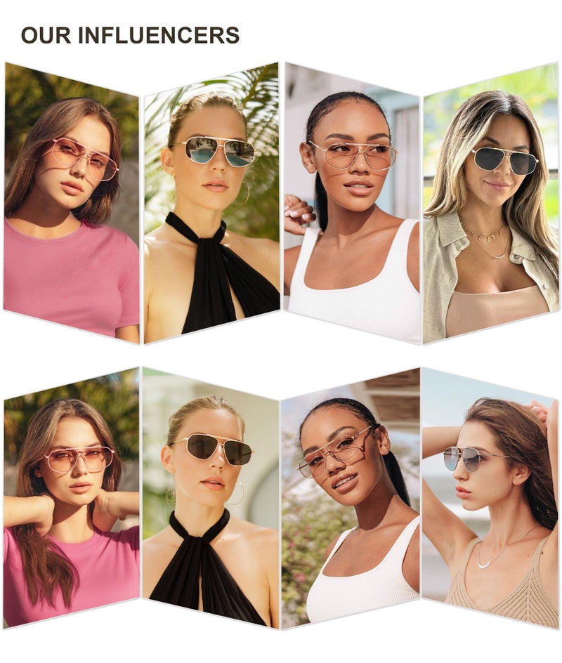 SOJOS Retro Hexagon Aviator Sunglasses for Women Men Trendy Vintage UV400 Protection Shades SJ1200, Gold/Light Brown - Image 3