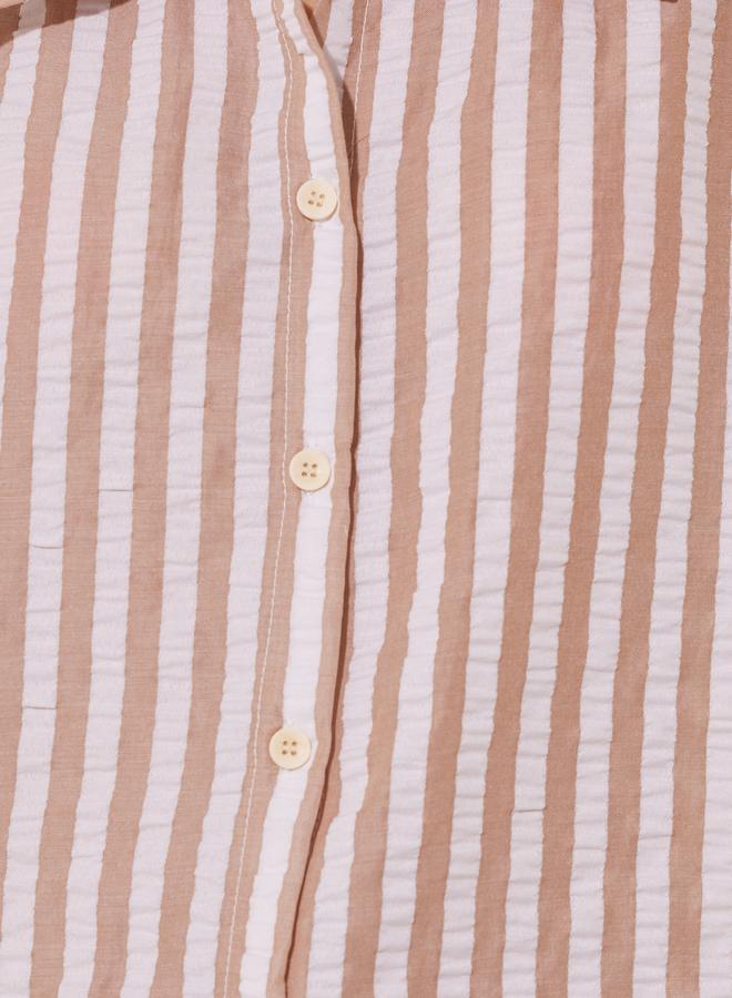 Take Two Striped Short Sleeve Shirt and Straight Leg Pants Set