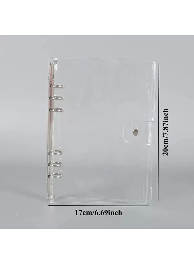 2 كتب، غلاف شفاف من PVC مقاس A6، مجلد حلقي قابل لإعادة التعبئة بسدادة ضغط، مجلد أوراق شفاف متين للاستخدام في المدرسة والمكتب - Image 3