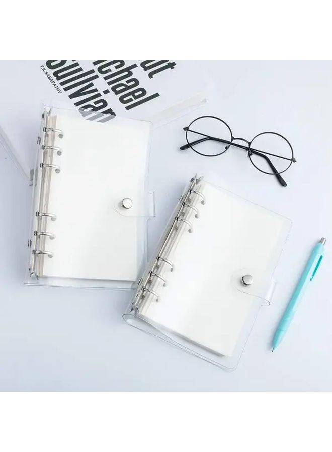 2 كتب، غلاف شفاف من PVC مقاس A6، مجلد حلقي قابل لإعادة التعبئة بسدادة ضغط، مجلد أوراق شفاف متين للاستخدام في المدرسة والمكتب - Image 2