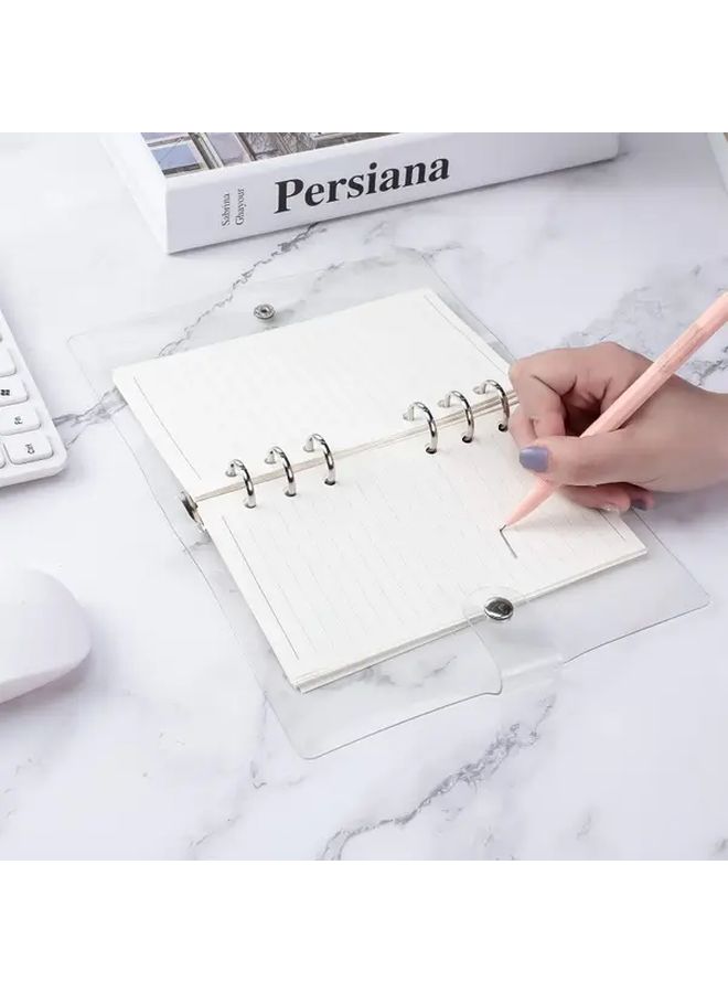 2 كتب، غلاف شفاف من PVC مقاس A6، مجلد حلقي قابل لإعادة التعبئة بسدادة ضغط، مجلد أوراق شفاف متين للاستخدام في المدرسة والمكتب - Image 5