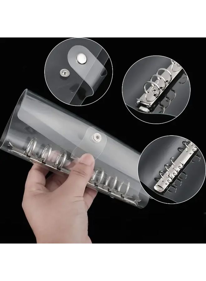 2 كتب، غلاف شفاف من PVC مقاس A6، مجلد حلقي قابل لإعادة التعبئة بسدادة ضغط، مجلد أوراق شفاف متين للاستخدام في المدرسة والمكتب - Image 4