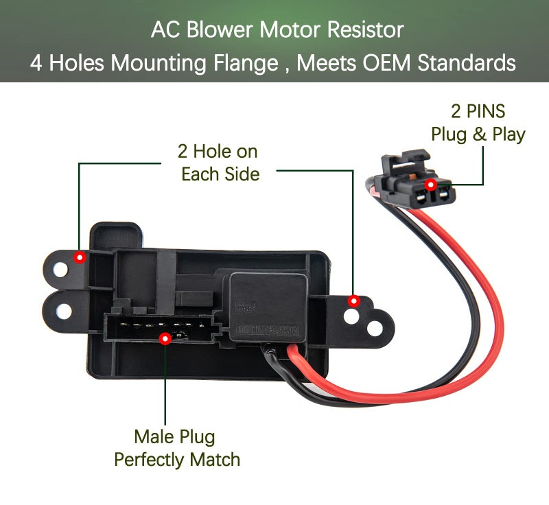 IVONNEY 89019088 Blower Motor Resistor, Blower Fan Speed Resistor Kit with Harness Compatible with Chevy Silverado GMC Suburban Sierra Yukon 2003-2006, Replaces# 973-405, 15-81086, 22807123 - Image 5