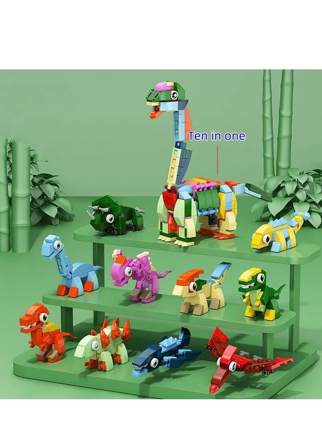 Children's Educational Small Particle Assembly Building Block Collection Set Toy(dinosaurs 10 Small Packs) 