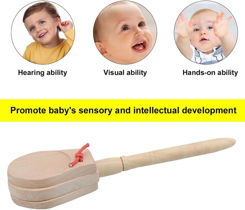 Helweet Wooden Castanets - Mini Handheld Musical Percussion Instrument for Children - Image 5