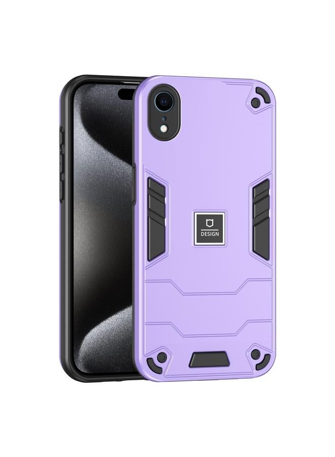 جراب هاتف 2 في 1 مقاوم للصدمات لهاتف iPhone XR (أرجواني)