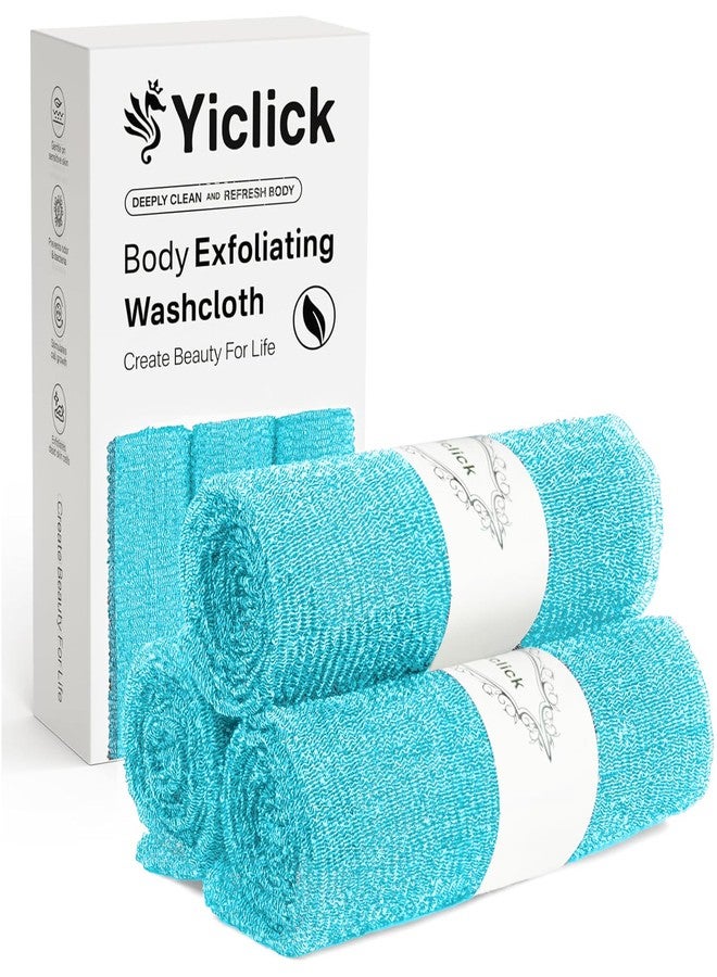 Yiclick Exfoliating Washcloth Towel, Japanese Exfoliating Bath Wash Cloth for Body Exfoliation, Korean Back Scrubber Washer for Shower, African Net Sponge Brush Loofah Exfoliator (Blue) - Image 1