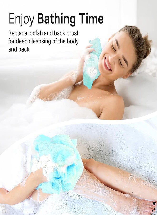 Yiclick Exfoliating Washcloth Towel, Japanese Exfoliating Bath Wash Cloth for Body Exfoliation, Korean Back Scrubber Washer for Shower, African Net Sponge Brush Loofah Exfoliator (Blue) - Image 3