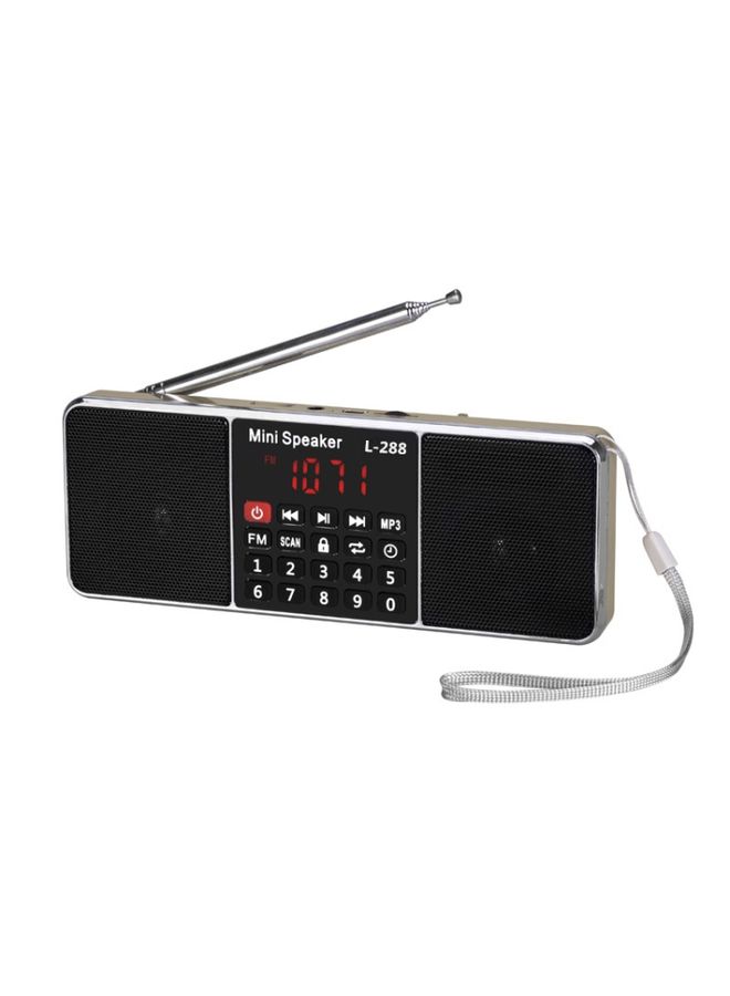 L-288FM Dual Speaker Radio Player Player دعم بطاقة TF/U مع عرض LED (الذهب) - Image 1