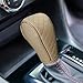 BDZMC Leather Car Gear Shift Cover AntiSlip Dust Waterproof Gear Shifter Stick Protector Soft Breathable Universal Automotive Shift Knob Decoration Accessories Fit Car SUV Truck Beige - Image 2