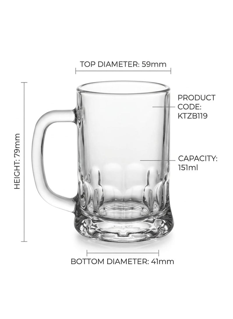 Blinkmax Set of 6 Heat Resistant Glass Mugs, Clear Cups for Hot Drinks, Comfortable Handle for Coffee and Tea, Daily Use at Home and Office - Transparent - Image 5