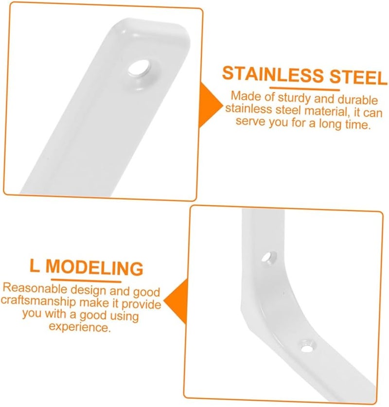 White Shelf Support Bracket 2 Pack Industrial Pipe Wall Mount Right Angle Easy Install - Image 4