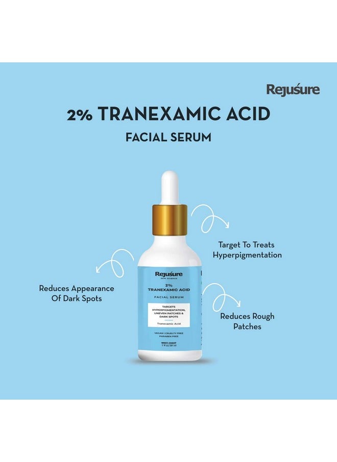 ريجيشر مصل الوجه Rejusure Tranexamic Acid 2% لعلاج فرط التصبغ والبقع غير المتساوية والبقع الداكنة - 30 مل (عبوة من قطعتين)  - Image 2