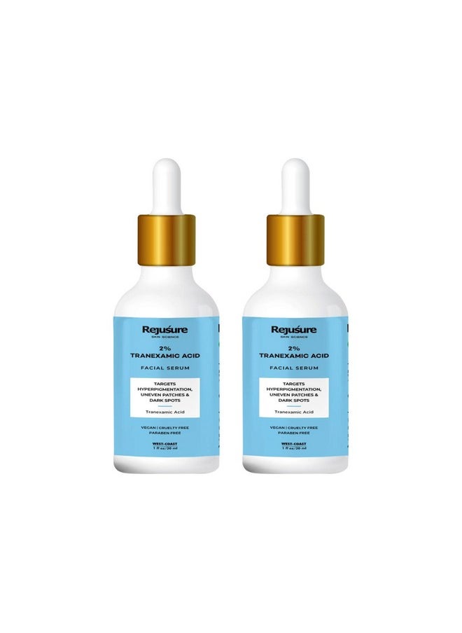 ريجيشر مصل الوجه Rejusure Tranexamic Acid 2% لعلاج فرط التصبغ والبقع غير المتساوية والبقع الداكنة - 30 مل (عبوة من قطعتين)  - Image 1