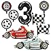 YiYou Number 3 Race Car Balloons 43 Inch Race Car Party Decorations Wheel Tire Balloons Black and White Checkered Foil Balloons Car Balloons for Boys 3rd Birthday Party Decoration Pack of 9 - Image 3
