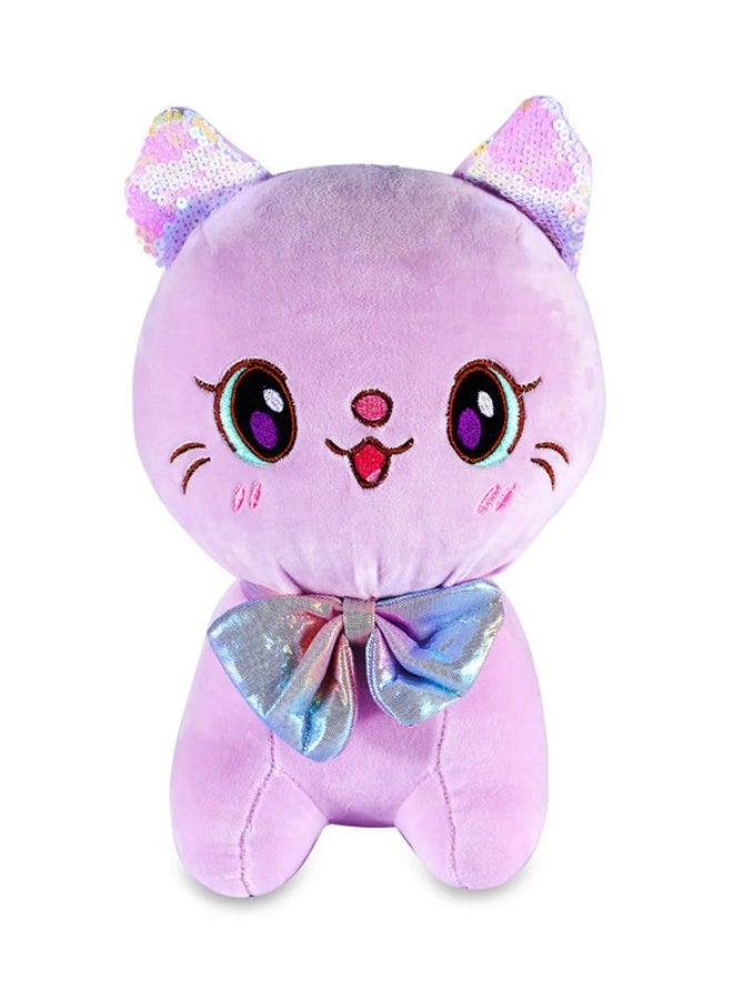 Cuddles Adorable Marshmallow Cat Kitten Plush Stuffed Animal Toy 30cm -Purple - Image 1