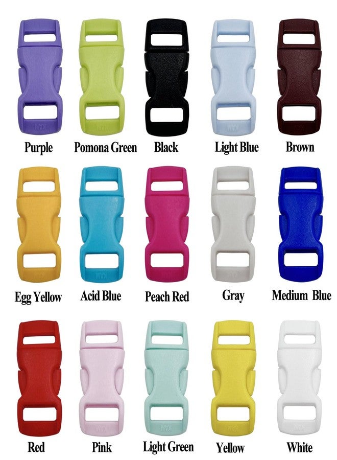 honigo 15 PCS 3/8 Inch Plastic Curved Buckle 15 Colors Quick Side Release Arched Buckle Heavy Duty Plastic Replacement for Bracelets,Backpack Nylon Webbing Belt,Lanyards,Pet Collar - Image 3