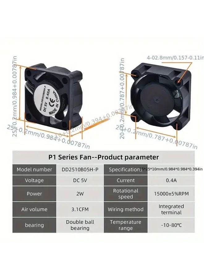 Bambu Lab P1P P1S 3D Printer Fan Ceramic Heater Thermistor Cooling Combo 14000RPM Quiet Hotend System Plug Play - Image 5