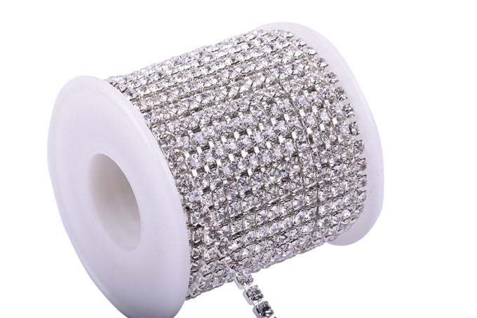 10 YARDS 3MM CRYSTAL RHINESTONE DIAMOND CHAIN TRIMRHINESTONES CHAIN FOR CRAFTSSEWINGDIYJEWELRYWEDDINGDECORATIONSILVER