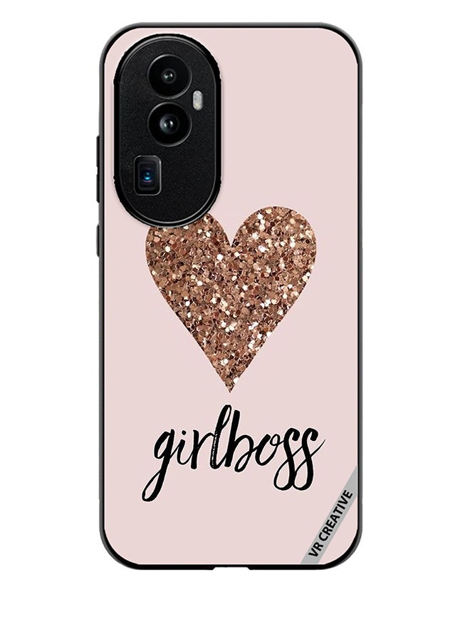 VR CREATIVE Protective Case Cover For Oppo Reno 10 Pro Plus Girl Boss Golden Gloss Heart Design Multicolour - Image 1
