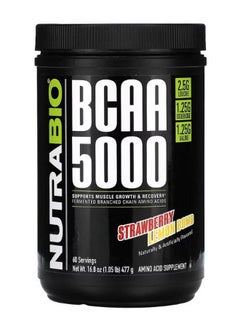 NutraBio BCAA 5000 Strawberry Lemon Bomb 1.05 lb 477 g  - Image 1