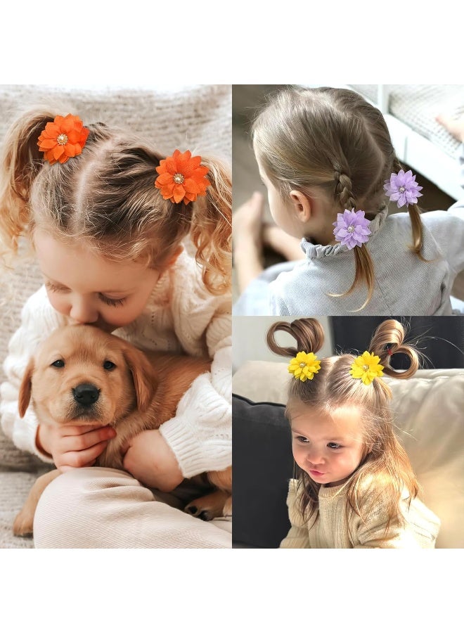 BBGifts 40 قطعة رباط شعر زهرة شيفون للأطفال - 2.2 بوصة زهور شيفون يدوية الصنع مع لؤلؤ وزينتين لامعتين، مرونة ناعمة لربط ذيل الحصان للأطفال من حديثي الولادة إلى الأطفال - Image 4