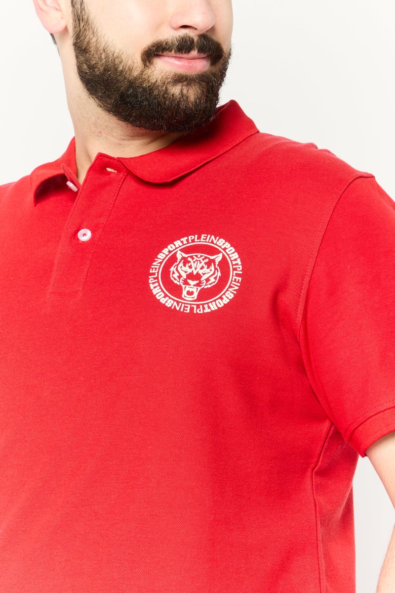 PHILIPP PLEIN تي شيرت بولو رياضي للرجال بأكمام قصيرة، خارجي، أحمر - Image 3