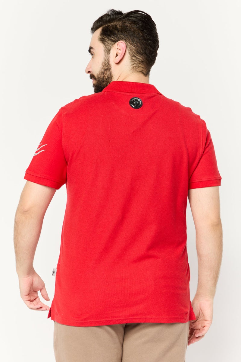 PHILIPP PLEIN Plein Sport Men Sportswear Fit Short Sleeves Outdoor Polo Shirt, Red - Image 4