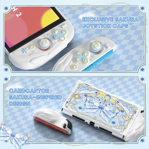 PlayVital Magic Wings Protective Case with Stand for Nintendo Switch 2 | Joycon Silicone Grips, PC Console Hard Shell, 2 Joystick Caps | Cute Animal Accessories Dockable Cover for Switch 2 - White - Image 4