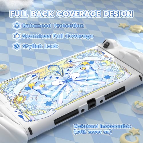 PlayVital Magic Wings Protective Case with Stand for Nintendo Switch 2 | Joycon Silicone Grips, PC Console Hard Shell, 2 Joystick Caps | Cute Animal Accessories Dockable Cover for Switch 2 - White - Image 5