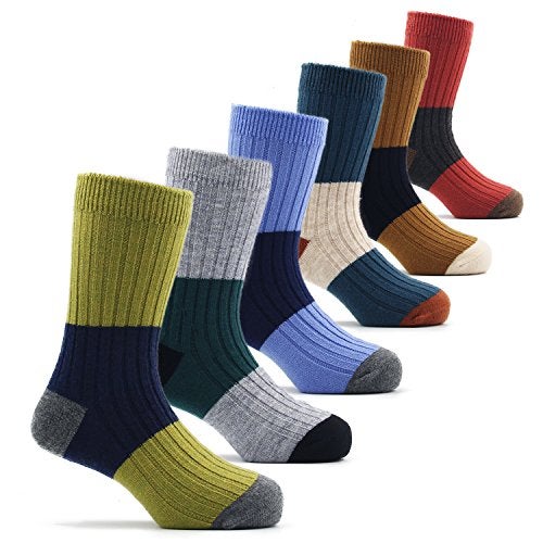 HowJoJo Big Boys Wool Socks Kids Crew Winter Warm Thermal Boot Socks 6 Pack 10-12 Years - Image 1