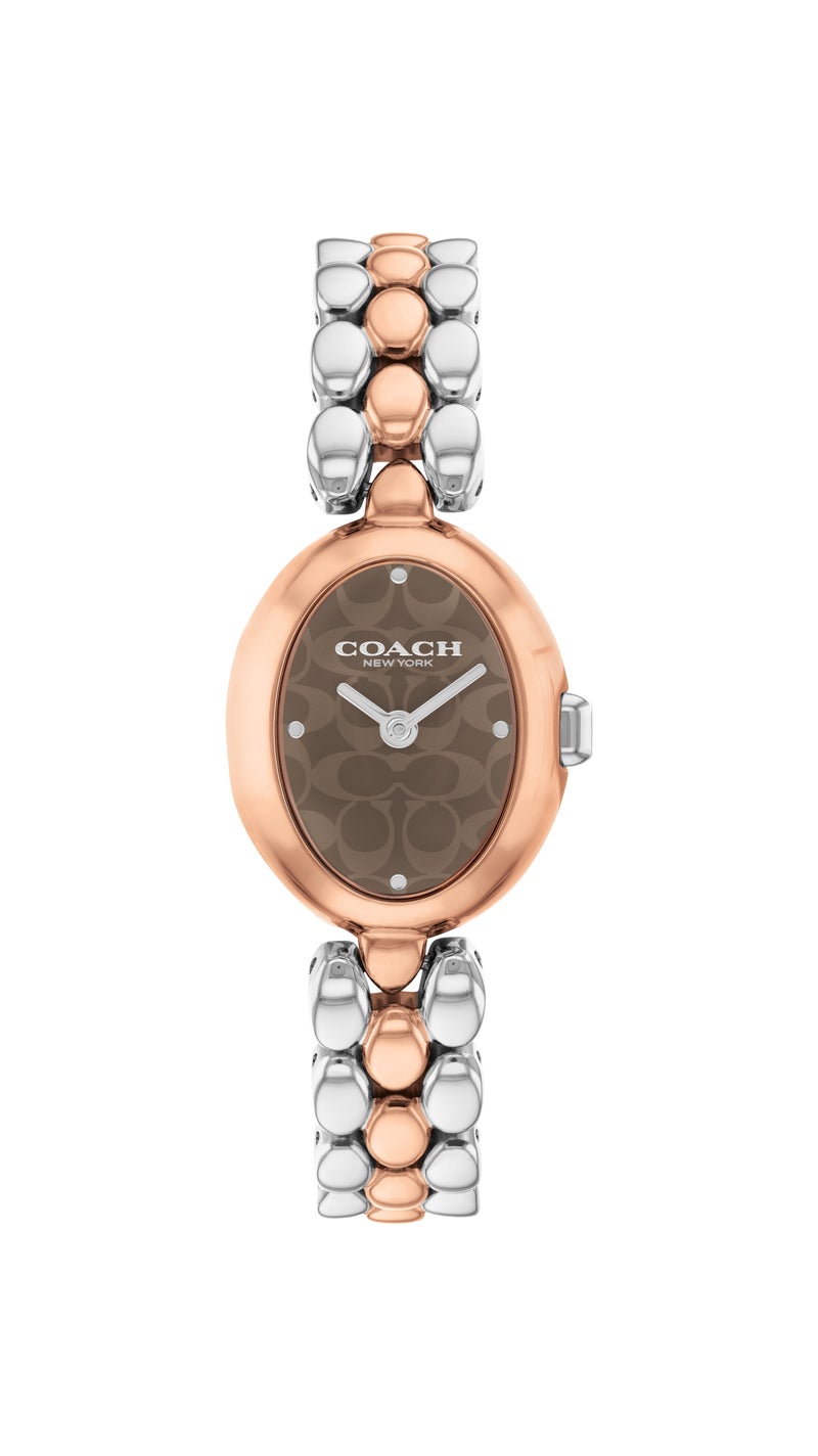 COACH ساعة نسائية دائرية بتصميم أنالوج بحالة من الفولاذ المطلي بالذهب الوردي الأيوني - Image 3