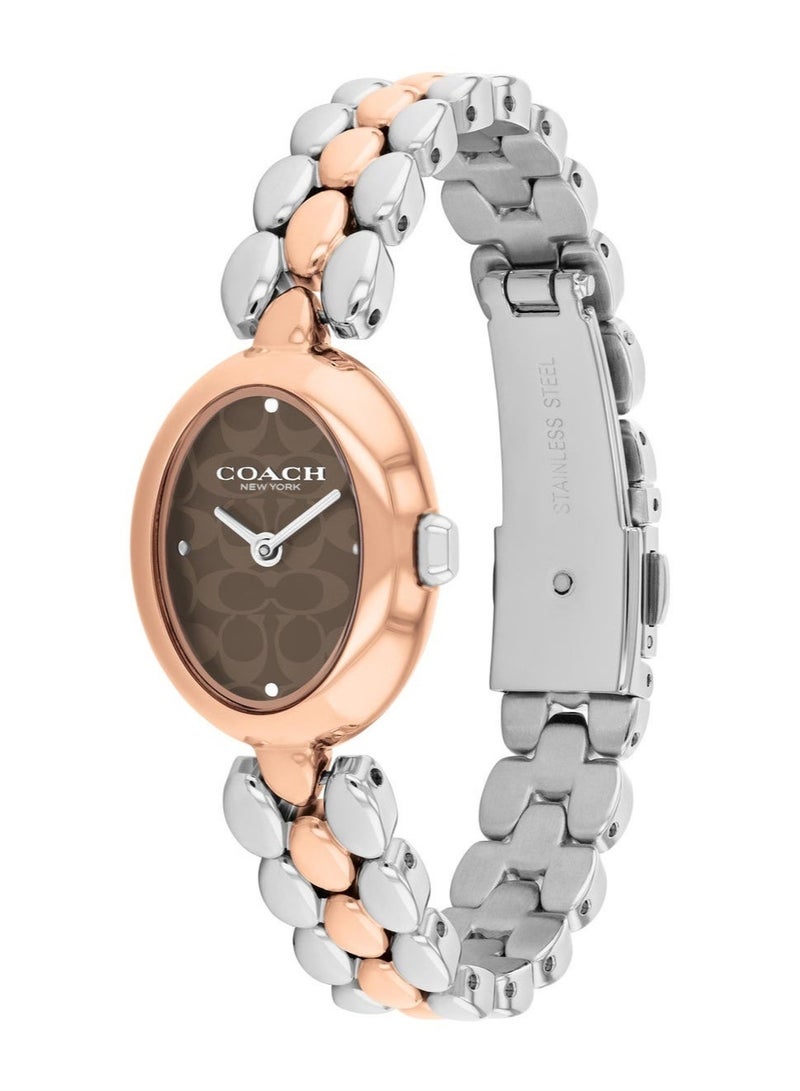 COACH Oval Analog Women'S Ionic Plated Rose Gold Steel Case  Watch - Image 1