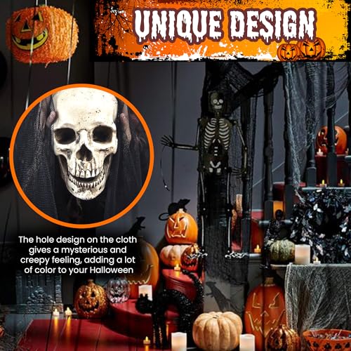 DealKits [2 PACKS] Halloween Creepy Cloth, Spooky Giant (48 x 240 in.) Cheese Cloth Tapestry for Halloween Party Supplies Decorations Outdoor Yard Home Wall Decor, Black - Image 4