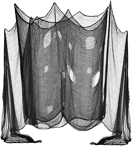 DealKits [2 PACKS] Halloween Creepy Cloth, Spooky Giant (48 x 240 in.) Cheese Cloth Tapestry for Halloween Party Supplies Decorations Outdoor Yard Home Wall Decor, Black - Image 1